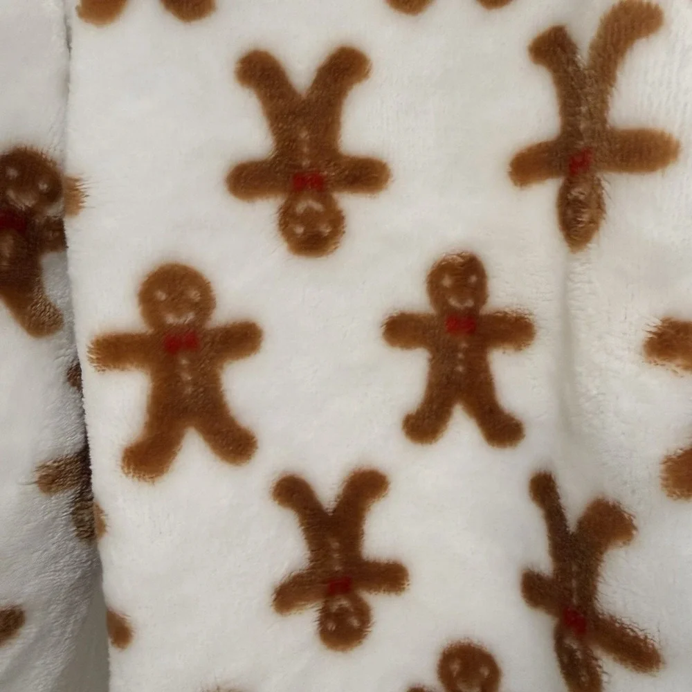 Gingerbread Man Zip Up Hooded One piece body suit  6-9 Mo SOFT